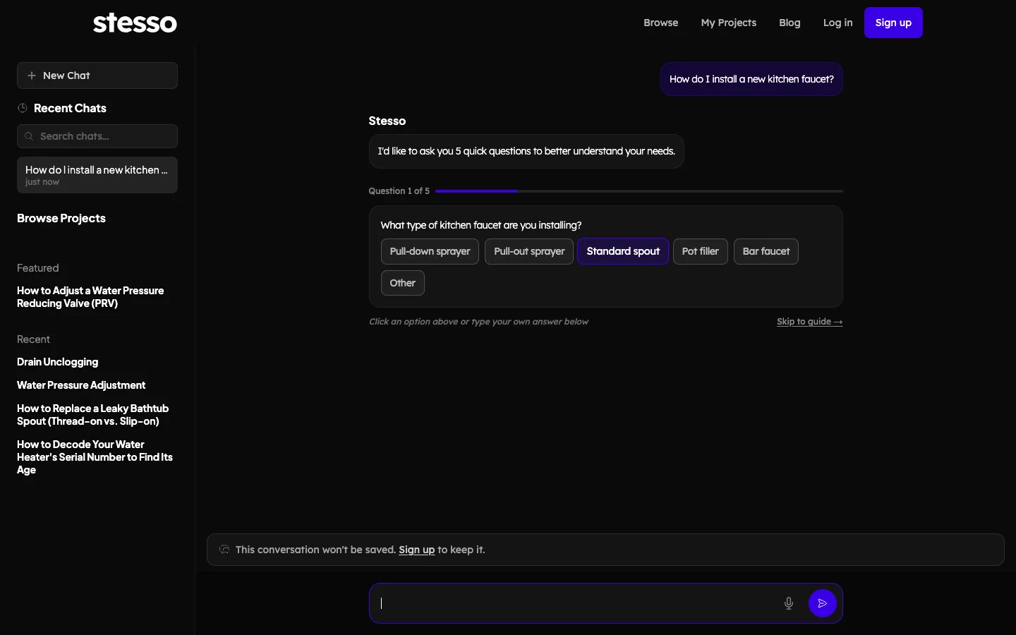 AI expert chatting with a customer, recommending products